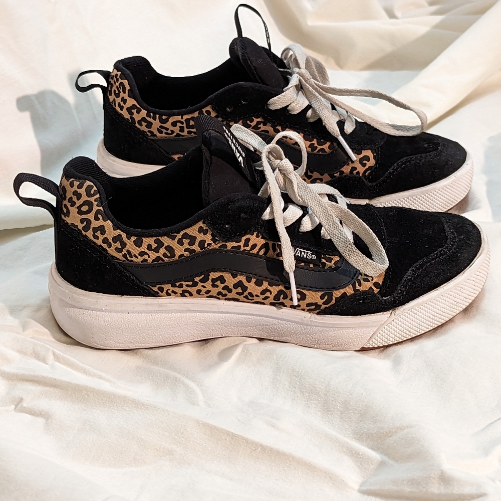 Vans black and leopard print 6.5 women's shoes